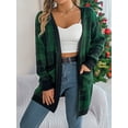 thumbnail image 4 of Michellecmm Womens Plaid Long Cardigan Open Front Long Sleeve Sweater with Pockets Casual Streetwear, 4 of 9