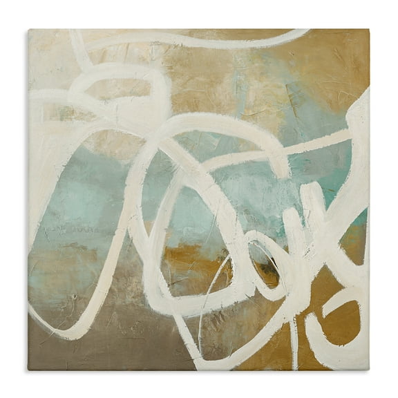 Stupell Industries Neutral Design With Squiggle Abstract Painting Wrapped Canvas Art Print Wall Art, 17 x 17