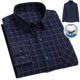 thumbnail image 3 of Camisas Hombre Vestir Camisa de manga larga para hombre Camisa de moda para hombre de talla grande informal a cuadros de lana de algodón (Navy, 3XL-46), 3 of 4