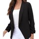 thumbnail image 4 of Traje de mujer chaqueta de manga larga suave de color puro negro para mujer chaqueta frontal abierta sin botones para el trabajo ANGGREK Otros, 4 of 8
