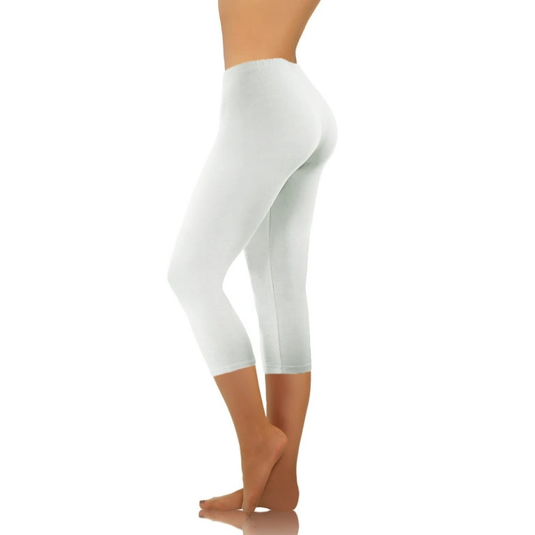 Clearance Stretchy Cropped Pants Fashion Casual Women Solid Span Ladies High  Waist Wide Leg Trousers Yoga Pants Capris White XL 