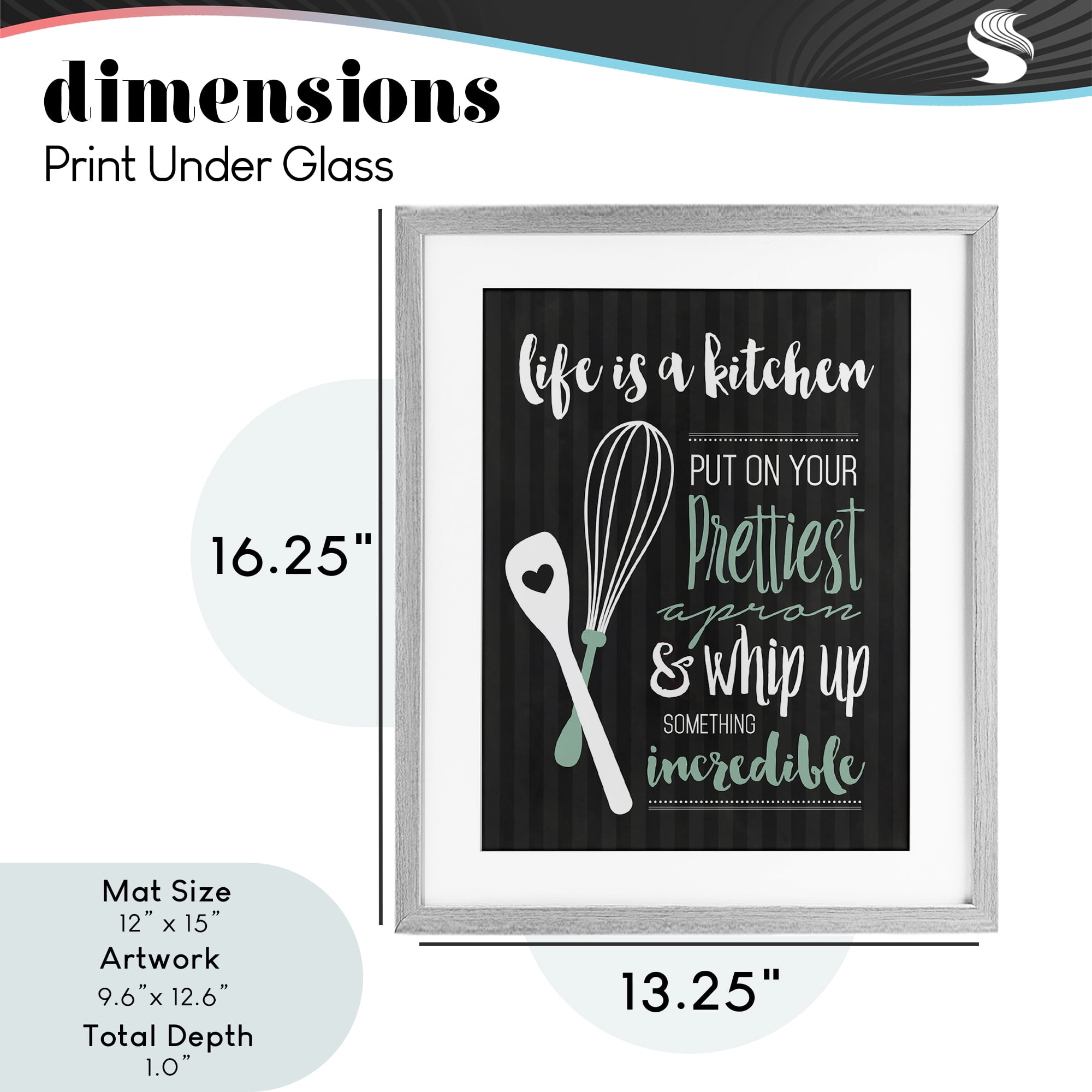 Life Is A Kitchen Motivational Gray Framed Print Under Glass, design by Lettered and Lined