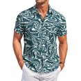 thumbnail image 2 of Dresfit Men's Polo Shirts Graphic Short Sleeve Hawaiian Shirt Spring Summer Button Down Holiday Aloha Shirt Loose Floral Big and Tall Beach Mokaloha Shirt Light Blue 2XL, 2 of 8