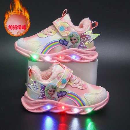Vorkhuaeri Baskets LED Lumineuses Elsa Pour Filles – Chaussures Princesse Avec Lumières Clignotantes, Baskets Sport Tennis Enfants, Mesh Respirant, Rose/Violet
