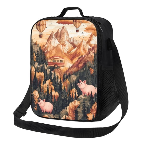 Pig Lunch Bag Reusable Lunch Box Insulated Tote Bag with Adjustable Shoulder Strap