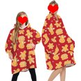 thumbnail image 1 of goowrom Family Cartoon Digital Printing Lamb Wool Warm Hooded Blanket, 1 of 9
