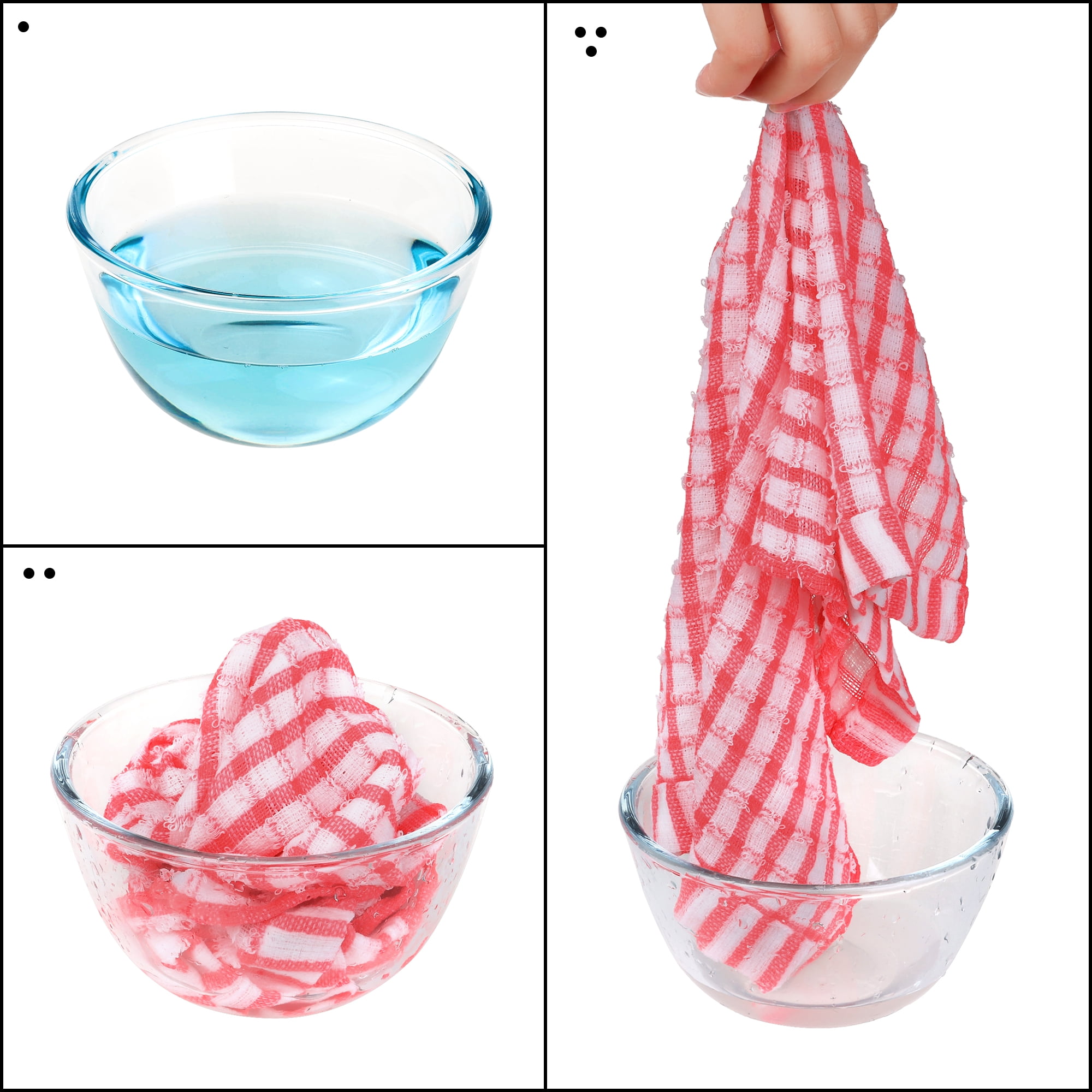 Unique Bargains Cotton Checkered Kitchen Dish Cloth Washable,11" x 16" Pink/Blue 12 Pack