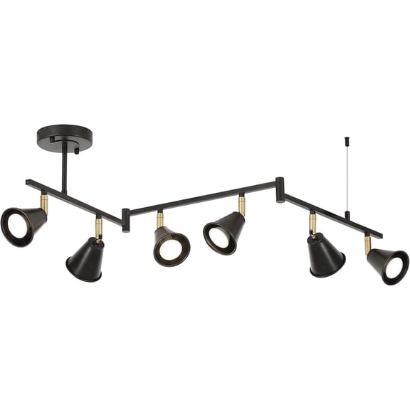 KEESFU 46 in 6-Light Black Flexible Track Lighting Fixture, Adjustable Ceiling Spotlight with Rotatable Heads and Foldable Arms, Modern Hardwired Light for Kitchen Living Room Office (Bulbs Not Inclu