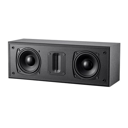 Monoprice MP-C65RT Center Channel Speaker - Black With Dual 4.5 Woofers, Ribbon Tweeter, Compact