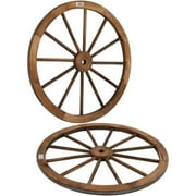 Bilot 30" Decorative Wooden Wheel (Set of 2), Vintage Old Western Style Wall Hanging Wood Wagon Wheel for Bar, Garage, Patio, Carbonized Solid Fir Wood