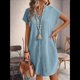 thumbnail image 5 of Vestido de para Mujer, Verano, Informal, Corta, Cuello en V, Midi, Abotonado, Camisero. Lago Azul XL, 5 of 7