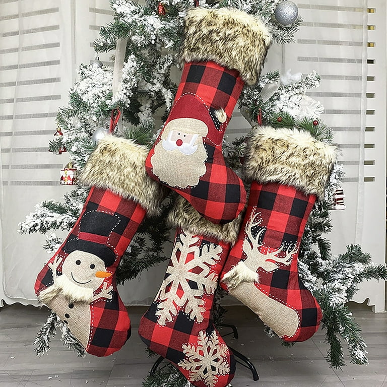 Christmas Stockings, Red And Black Buffalo Plaid Christmas Decor