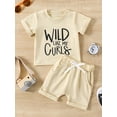 thumbnail image 2 of Bslissey Toddler Baby Girls Shorts Sets Short Sleeve Letter Print T-shirt Tops + Elastic Waist Shorts 2Pcs Outfits Infant Casual Summer Clothes 6M 12M 18M 24M 3T, 2 of 9