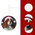 thumbnail image 3 of Happy Holidays Cavalier King Charles Spaniel Dog Ceramic Ornament Gifts for Dog Lover Keepsake Sign Plaque Round Keepsake Ornament Gifts for Women Men, 3 of 7