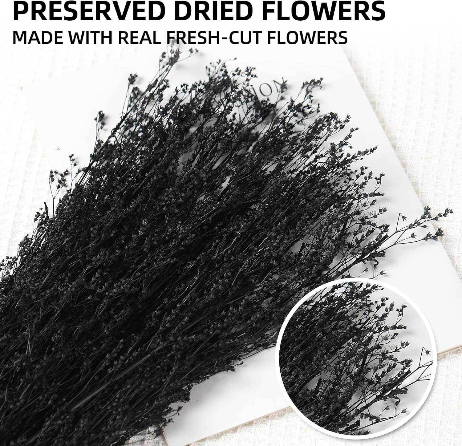 Dried Flowers Babys Breath Bouquet, – 17 Inch 3500+ Preserved Natural Flowers, Dried Floral Arrangements for Wedding Decor, Farmhouse Vase Crafts, DIY Wreath, Home Party Decoration, Black