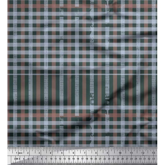 Soimoi Cotton Voile Fabric Window Pane Check Decor Fabric Printed Yard 42 Inch Wide