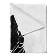 thumbnail image 2 of Hockey Soft Flannel Fleece Blanket, Abstract Black Silhouette of a Competitive Player in the Match Position Sportsman, Cozy Plush for Indoor and Outdoor Use, 50" x 60", Black White, by Ambesonne, 2 of 5