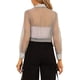 thumbnail image 3 of INSPIRE CHIC Camisa de manga larga de malla transparente con cuello de punto y botones para mujer XS Gris, 3 of 7