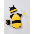 thumbnail image 3 of BemeyourBBs Newborn Baby Girl Boy Helloween Bee Outfit Bumblebee Romper Short Sleeve Honeybee Bodysuit Hat Wings Socks Set 4Pcs Infant Spring Summer Fall Clothes, 3 of 8