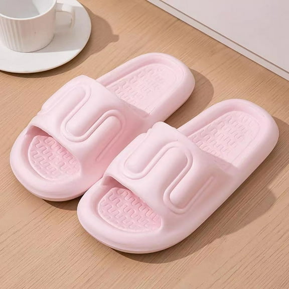 Nvzi -b Slippers for Women and Men Non Slip Quick Drying Shower Slides Bathroom Sandals ，Ultra Cushion ，Thick Sole（Size：38-39，Pink）