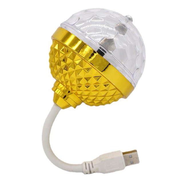 Lámpara Luces de escenario USB LED KTV Luz estroboscópica de noche de bola mágica RGB colorida (Oro)