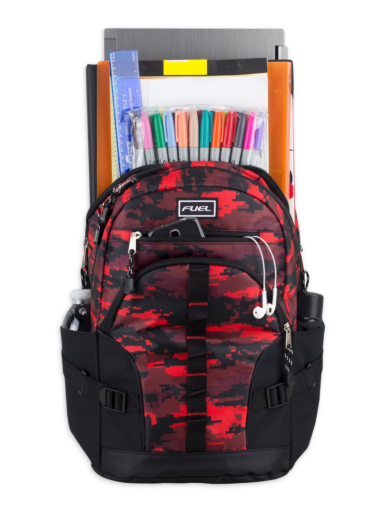 Fuel Unisex Multipocket Dynamic Active Backpack, Red Camoflauge