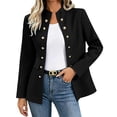thumbnail image 2 of Lepsheexh 2026 Women's Blazer Jackets Womens Fashion Business Casual Solid Color Work Coats with Pockets Double-breasted Stand-up Collar Blazers, 2 of 8