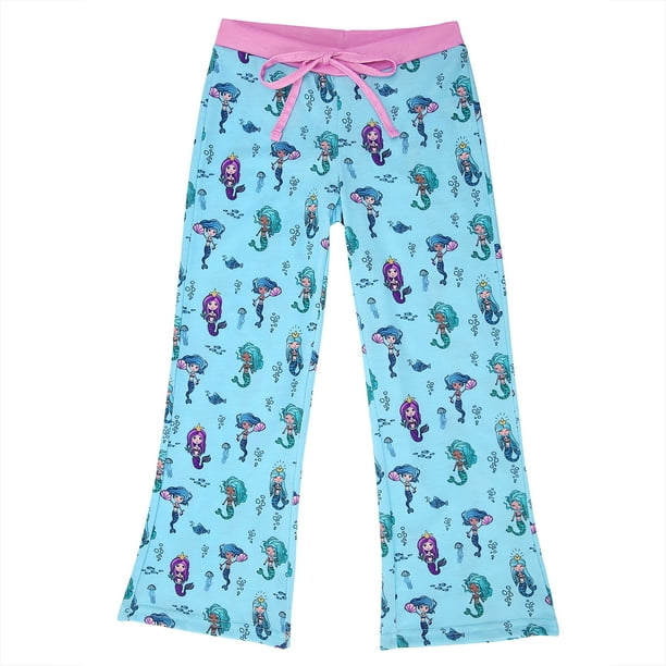 HDE Girl's Pajama Pants Soft Sleepwear Casual Loose Lounge PJ Bottoms (Cute  Mermaids, Medium)