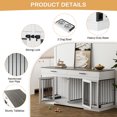 thumbnail image 6 of WIILAYOK 72.05" Dog Crate Furniture, Wooden Dog Kennel with 2 Drawers and 4 Dog Bowls, Heavy Duty Indoor Furniture Style Dog Cage House, 6 of 10