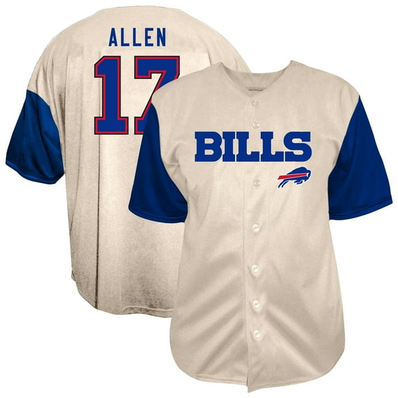 Men's Fanatics Josh Allen Cream Buffalo Bills Big & Tall Baseball Button-Up Shirt