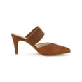 thumbnail image 3 of BLISSFUL STEP Women's Pointed Toe Elastic Strap Stiletto Heelsed Mules Brown 6, 3 of 7