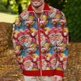 thumbnail image 2 of SERTG Men Christmas Tops Fashion Christmas Print Hoodless Casual Coat Holiday Lapel Collar Zip Shirt Long Sleeve Cardigan Pullover(Red,L), 2 of 5