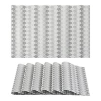 Unique Bargains Set of 6 Plastic Wipeable Placemats for Dining Table Decor Gray