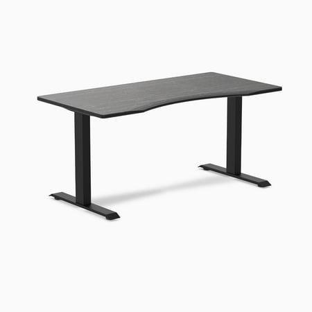 Desky Zero Ergo Edge Office Desk - Dark Bamboo / 60 X 30 Inches / Matte Black