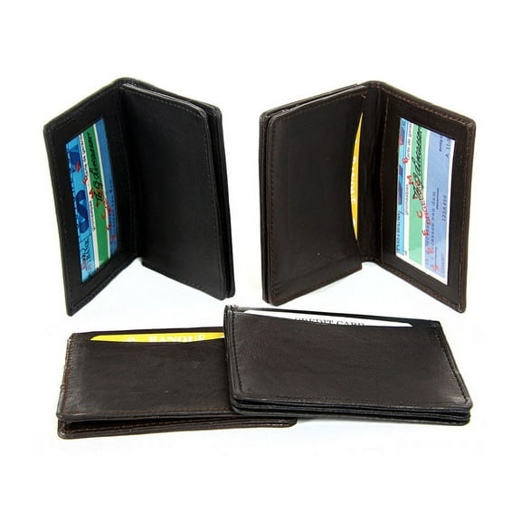 Men's Leather Credit Card & ID Holder Slim Design Black Wallet 3 x 4 inches