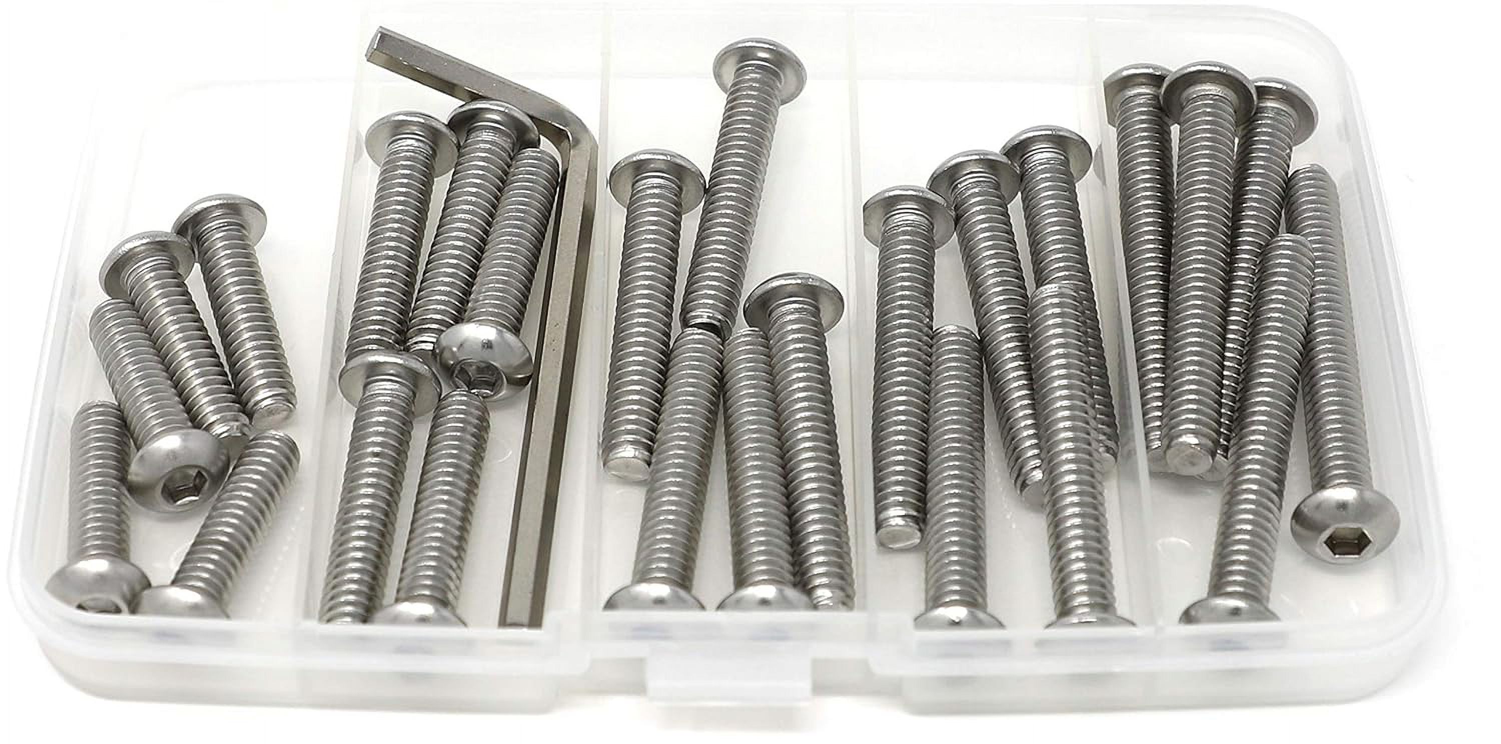 iexcell 25 Pcs SAE x 1, 2 UNC Threads Stainless Steel 304 Hex Socket Button Head Cap Screws Bolts Assortment Kit - image 3 of 4