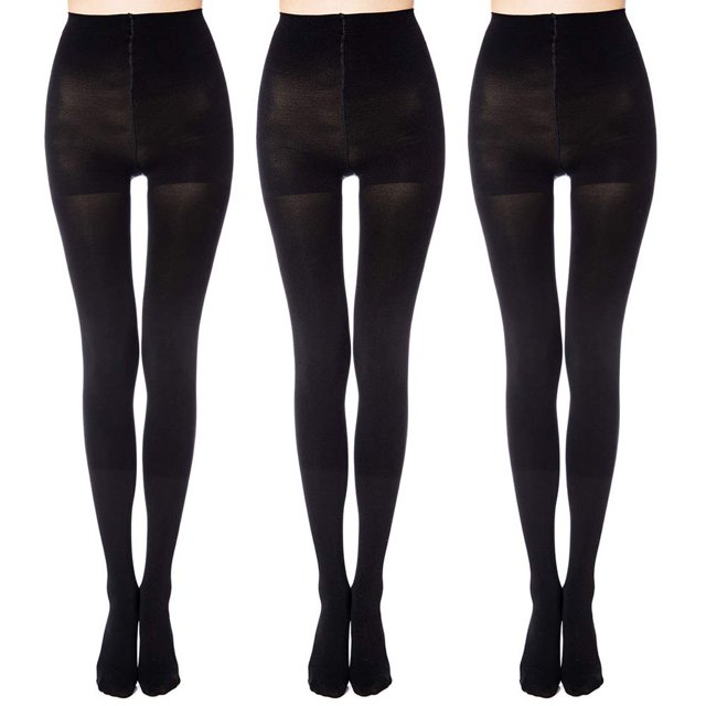 MANZI Medias opacas con control superior para mujer, 3 pares, con elasticidad cómoda, 70 denier, color negro, talla grande