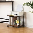 thumbnail image 5 of Under Desk Printer Stand, 2-Tier Industrial Printer Cart with Storage Shelf, Mobile Machine Holder Table Stand, for Home and Office, Rustic Brown and Black, 5 of 9