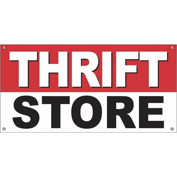 Feet THRIFT STORE Banner Store Sign Fabric Polyester With Grommets rwb