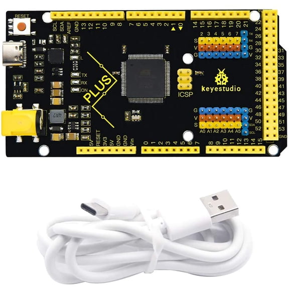 KEYESTUDIO 5V Mega 2560 R3 Microcontroller Development Board ATMEGA2560 CP2102 + Type-C USB Cable Starter Kit