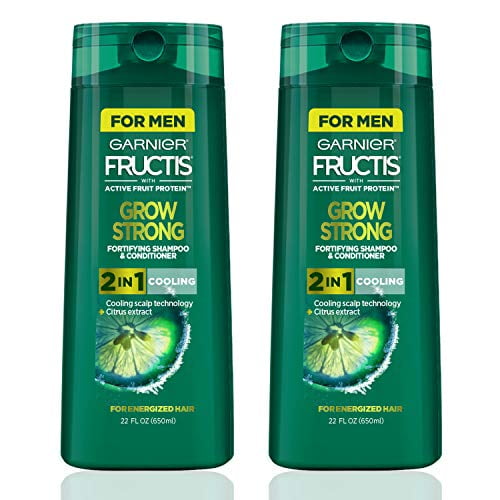 Garnier Hair Fructis Men's Grow Strong Cooling 2N1 Shampoo and Conditioner, Cooling Scalp Technology & Formulated with Citrus Extract, Refreshing Menthol for Energized 22 Fl Oz, 2 Count - Walmart.com