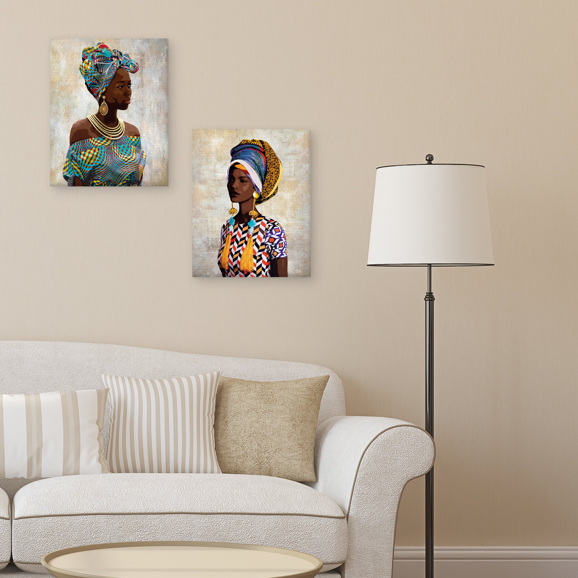 Chic Portrait Asha & Fari by Mark Chandon Set of 2 Canvas Art Prints
