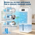 thumbnail image 3 of Evaporative Air Cooler Fan,Portable Air Conditioners w/10L (2.6 Gal) Water Tank, Touch Screen & Remote Control, 3 Speeds & 3 Modes, LED Display, Ice Packs & Casters Included, for Bedroom, Office, 3 of 7