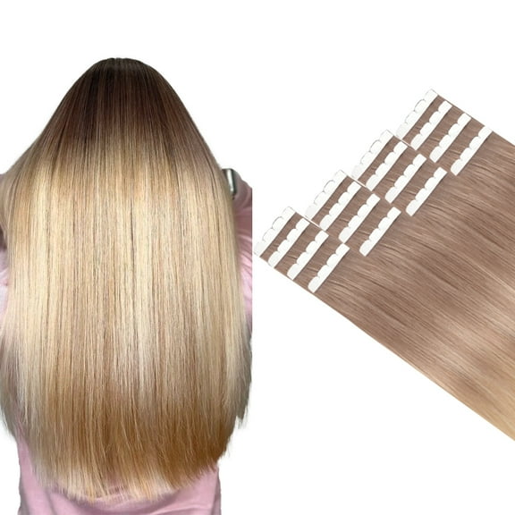 Vlasy Mini Tape in Hair Extensions Human 14inches Hair Straight 100% Human Hair Tape for Hair Extensions 2T18-60# Extensions for Women 16PCS/Pack