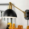 thumbnail image 5 of JONATHAN Y Lisa 18" Swing Arm 1-Light Modern Midcentury Iron USB Charging Port LED Sconce, Black/Brass Gold, 5 of 9