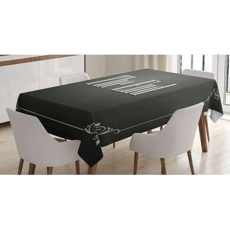 End Table Cloth Cover Movie Theater Tablecloth, The End Quote with Swirled Frame on an Abstract Ombre Background, Rectangular Table Cover for Dining Room Kitchen, 52 X 70 Inches, Charcoal Grey Cream, by Ambesonne ()