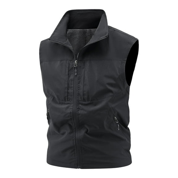 Men's Lightweight Zip Up Vest Windproof Sleeveless Jacket for Travel Hiking Running Golf