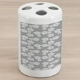 thumbnail image 1 of Geometric Ceramic Toothbrush Holder, Flower Patterned Monochrome Image Petals Bud and Stalks Vintage Foliage Design, Decorative Versatile Countertop for Bathroom, 4.5" X 2.7", Grey Beige, 1 of 4