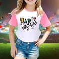 thumbnail image 2 of Toddler Girls Summer Tops Tees Casual Color Block Games Printed Raglan Short Sleeved T Shirt Spring Shirts For Boy 3-4 T, 2 of 4