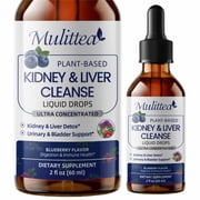 Kidney & Liver Support Drops - Mulittea Cranberry Liquid Drops with Milk Thistle, Chanca Piedra, Elderberry- Supports Urinary Tract Health & Natural Flushing - Vegan, Alcohol-Free, 2 fl oz